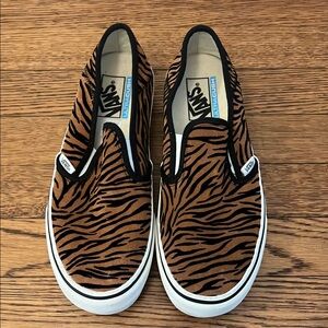 Vans Brown and Black Cheetah Slip-On Sneakers